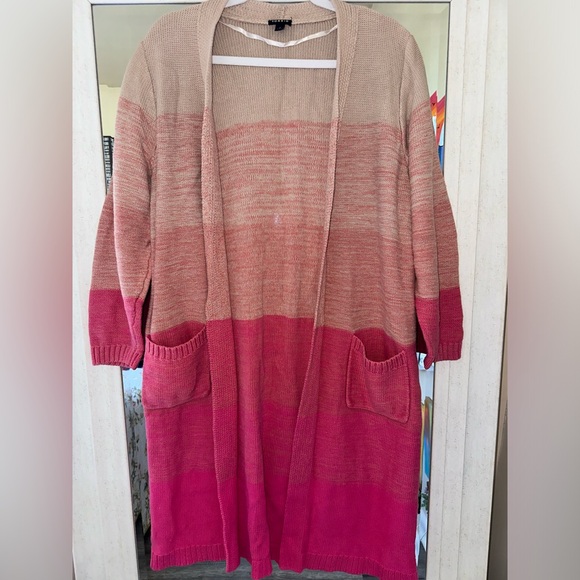 Torrid Pink Ombre Stripe Slouchy Duster Sweater Size 2X 18/20 - Picture 2 of 5